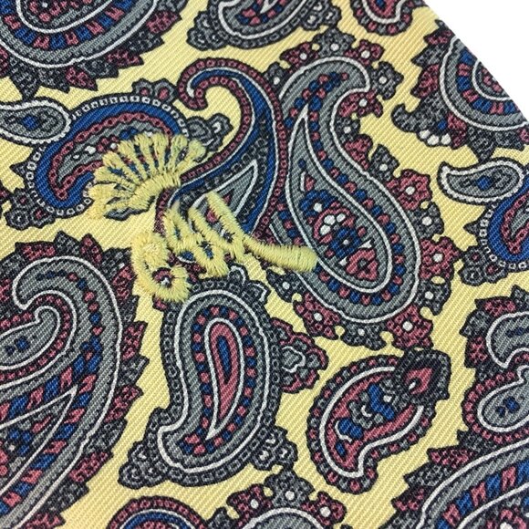 Dress Tie Mens Dress Necktie Countess Mara Yellow Paisley 56" - Picture 2 of 4